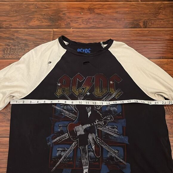 Lucky Brand AC/DC Distressed Ripped Blow Up Your Video Graphic Shirt Music Band - Picture 5 of 11